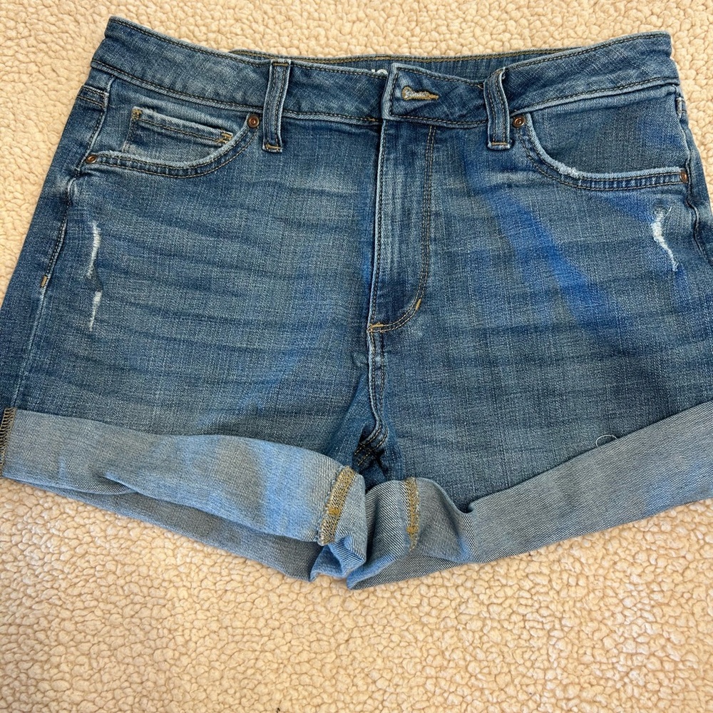 Women's Sonoma Denim Shorts Size 12 Dark Blue Jean Shorts Cuffed Hem